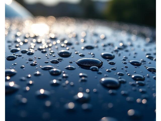 Effet hydrophobe de l'eau perlante sur une carrosserie traitée céramique